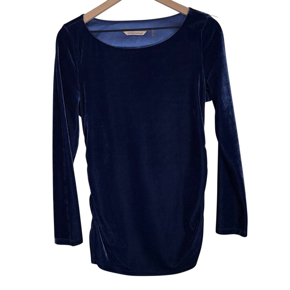 SOFT SURROUNDINGS velvet boat neck cerulean ruched side party top S